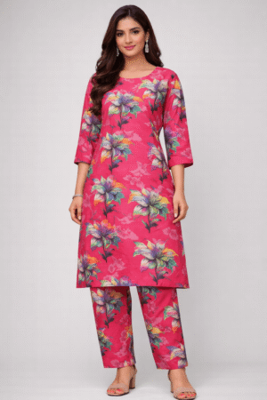 Women Floral Lawn Bana Dora 2 Piece Dress – Pink Summer Collection